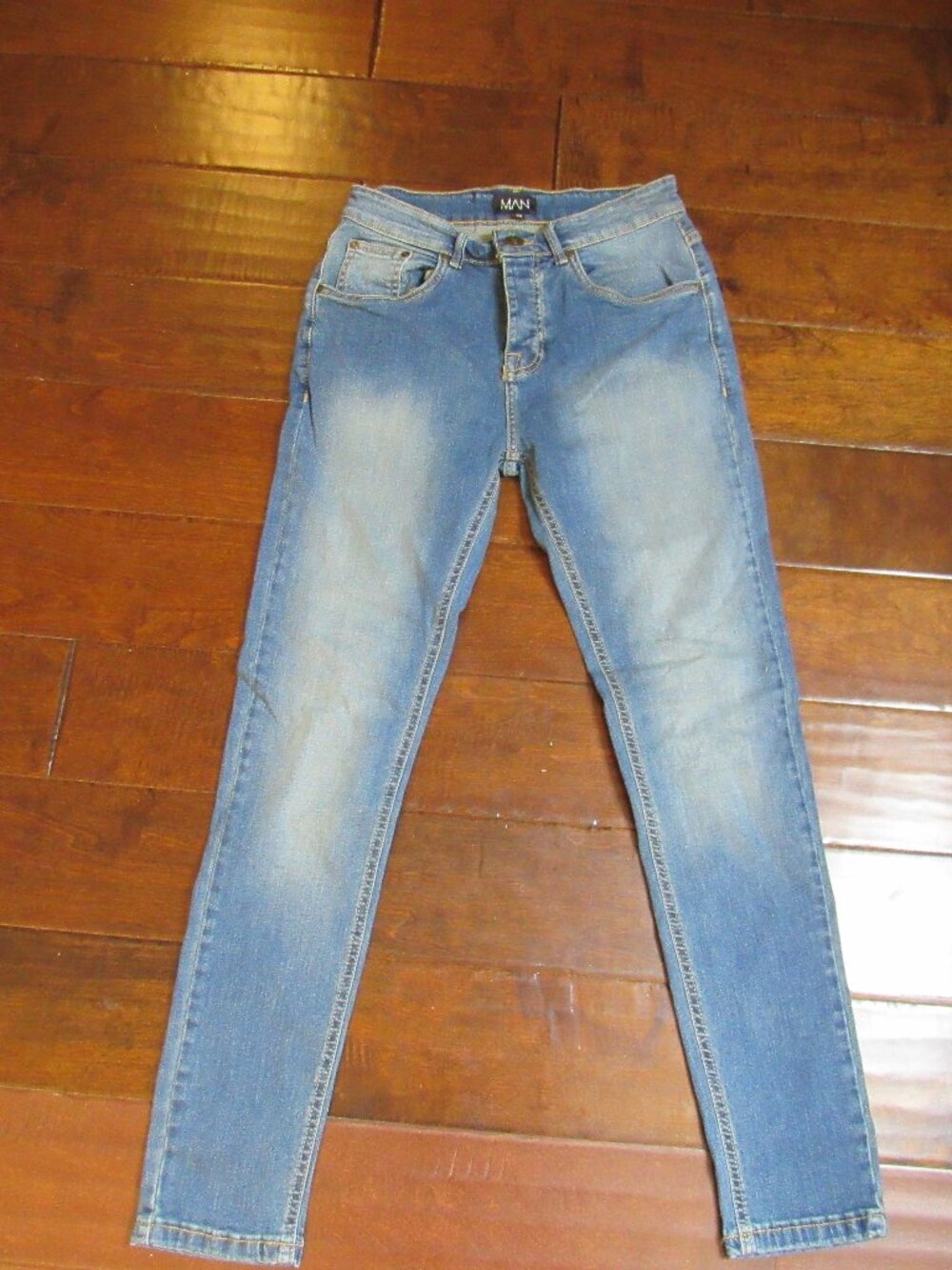 boohooMAN Men Adult Unisex Jeans Size 30 Light Wash Slim Fit Denim Streewear Y2K